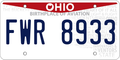 OH license plate FWR8933