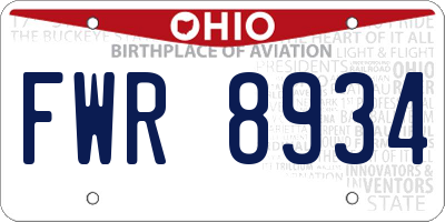 OH license plate FWR8934