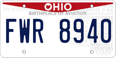 OH license plate FWR8940