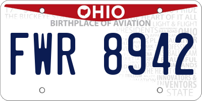 OH license plate FWR8942