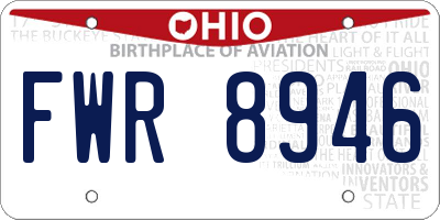 OH license plate FWR8946