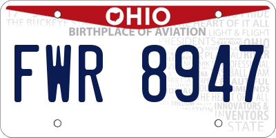 OH license plate FWR8947