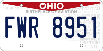 OH license plate FWR8951