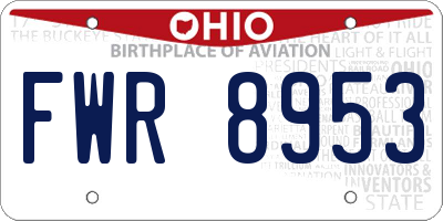 OH license plate FWR8953