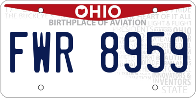 OH license plate FWR8959
