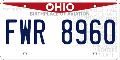 OH license plate FWR8960