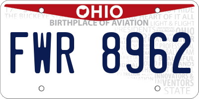 OH license plate FWR8962