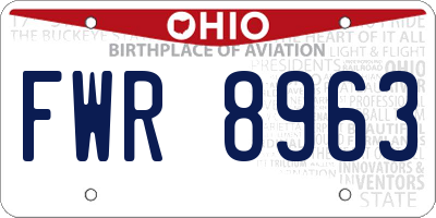 OH license plate FWR8963