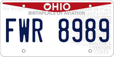 OH license plate FWR8989