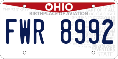 OH license plate FWR8992