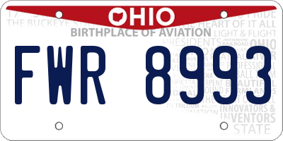 OH license plate FWR8993