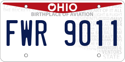 OH license plate FWR9011