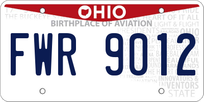 OH license plate FWR9012