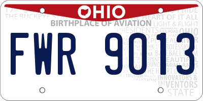 OH license plate FWR9013