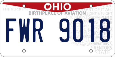 OH license plate FWR9018
