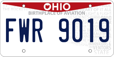 OH license plate FWR9019