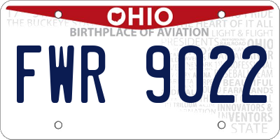 OH license plate FWR9022