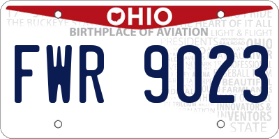 OH license plate FWR9023