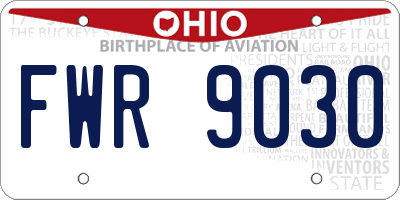 OH license plate FWR9030