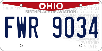 OH license plate FWR9034