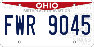 OH license plate FWR9045