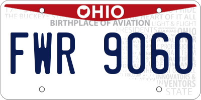 OH license plate FWR9060