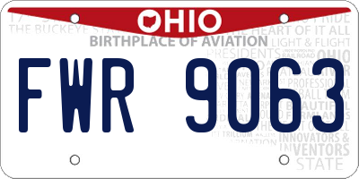 OH license plate FWR9063