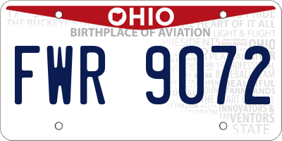 OH license plate FWR9072