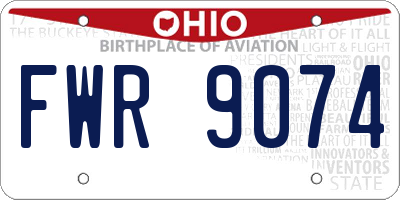 OH license plate FWR9074