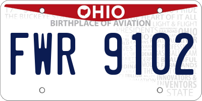 OH license plate FWR9102