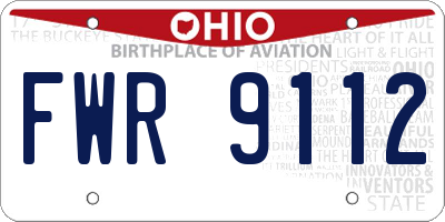 OH license plate FWR9112