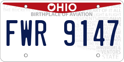 OH license plate FWR9147