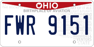 OH license plate FWR9151