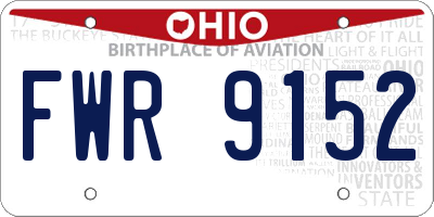 OH license plate FWR9152