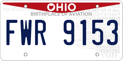 OH license plate FWR9153
