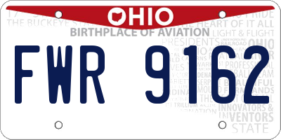 OH license plate FWR9162