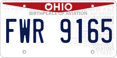 OH license plate FWR9165