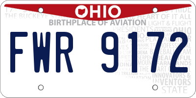 OH license plate FWR9172
