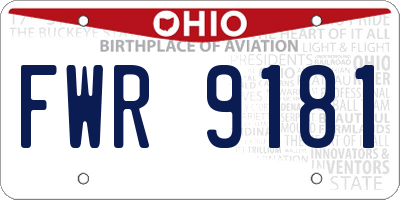 OH license plate FWR9181