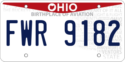 OH license plate FWR9182