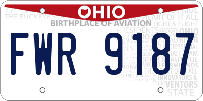OH license plate FWR9187