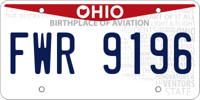 OH license plate FWR9196