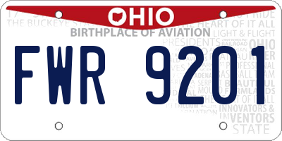 OH license plate FWR9201