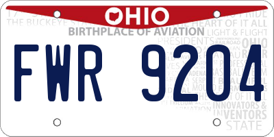 OH license plate FWR9204