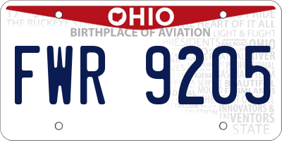 OH license plate FWR9205