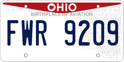 OH license plate FWR9209