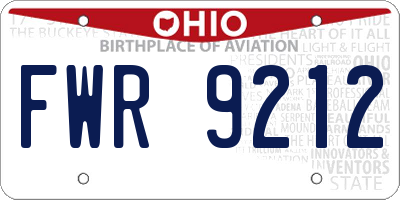 OH license plate FWR9212