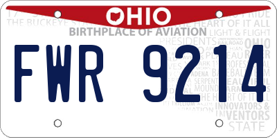 OH license plate FWR9214