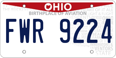 OH license plate FWR9224