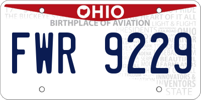 OH license plate FWR9229